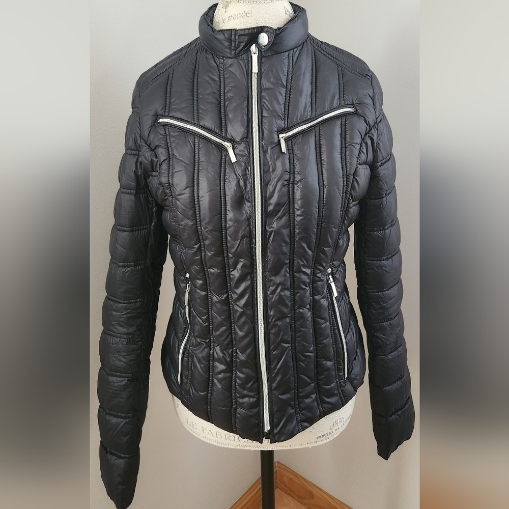 LAUNDRY By SHELLI SEGAL Women's Black Quilted Short Jacket In Size L